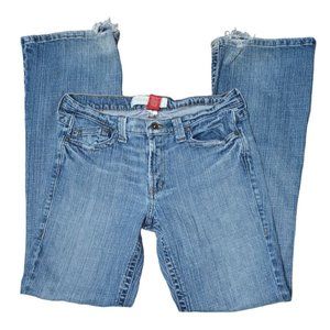 Mossimo Denim Jeans Juniors Size 13 FRAYED Stretch Boot Cut